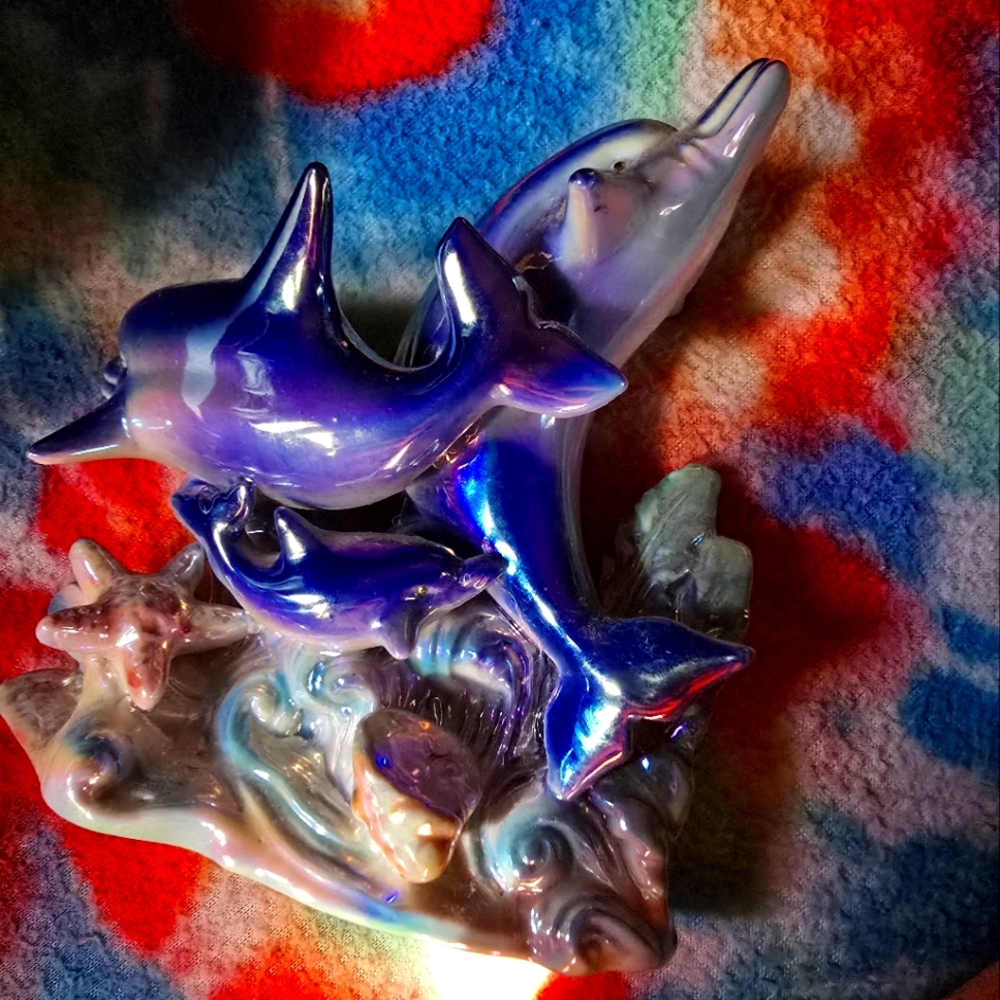 Vibrant Ceramic Dolphin Figurine